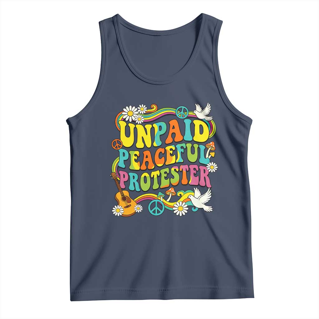 Unpaid Peaceful Protester Retro Hippie Rainbow Tank Top Flower Power Peace Activist