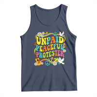 Unpaid Peaceful Protester Retro Hippie Rainbow Tank Top Flower Power Peace Activist