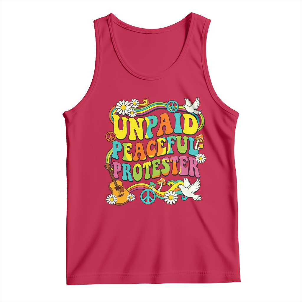 Unpaid Peaceful Protester Retro Hippie Rainbow Tank Top Flower Power Peace Activist
