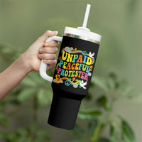 Unpaid Peaceful Protester Retro Hippie Rainbow Tumbler With Handle Flower Power Peace Activist