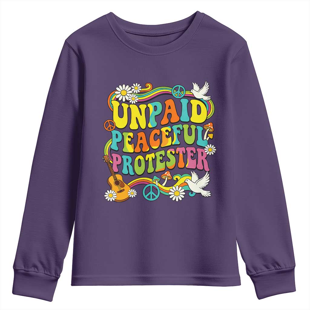 Unpaid Peaceful Protester Retro Hippie Rainbow Youth Sweatshirt Flower Power Peace Activist