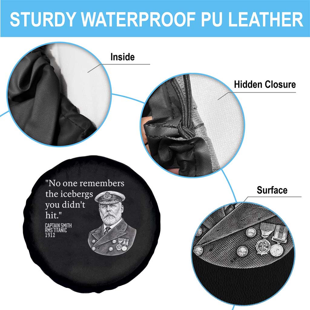 Funny Vintage Ship Captain Saying Spare Tire Cover No One Remembers the Icebergs You Did Not Hit Dark Humor