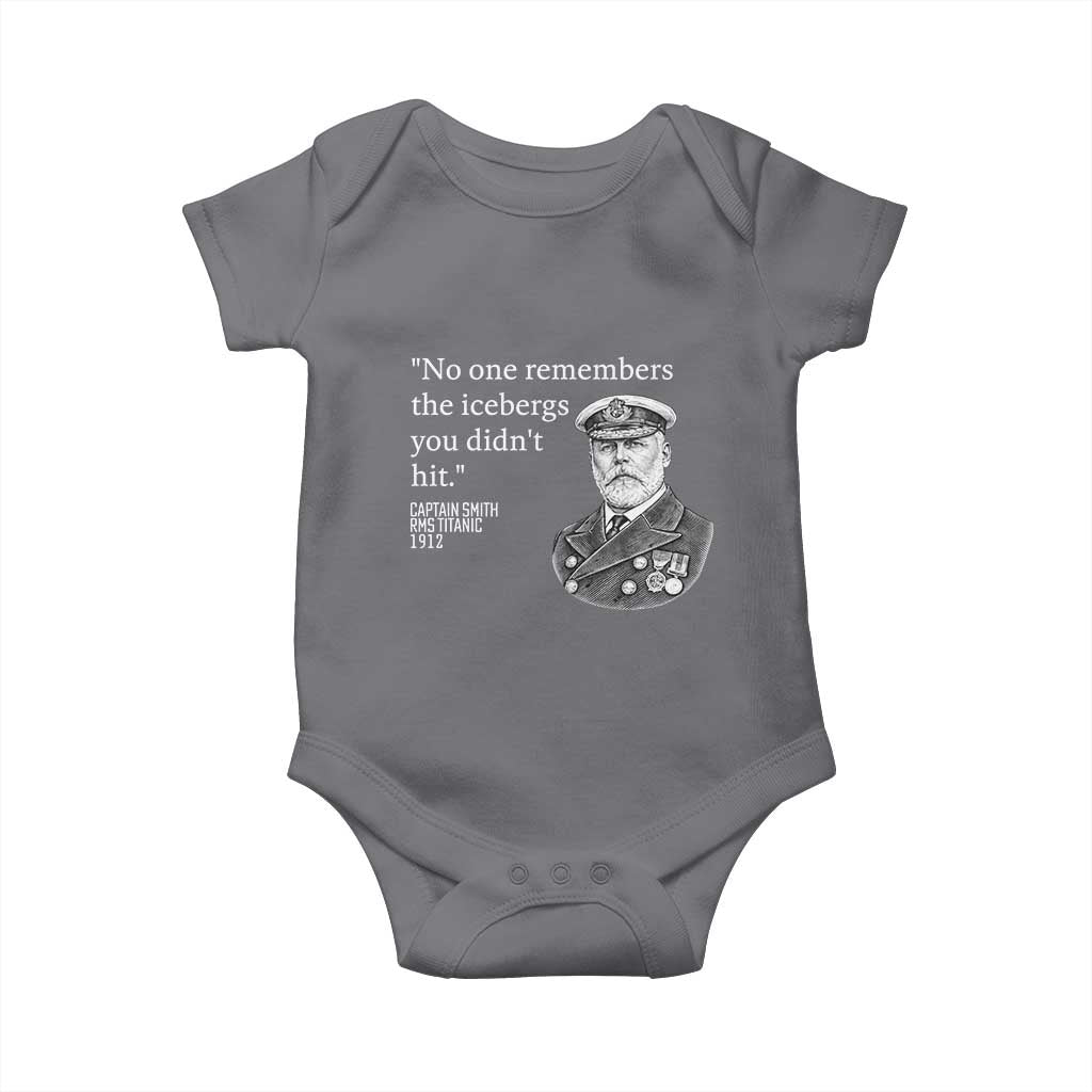 Funny Vintage Ship Captain Saying Baby Onesie No One Remembers the Icebergs You Did Not Hit Dark Humor