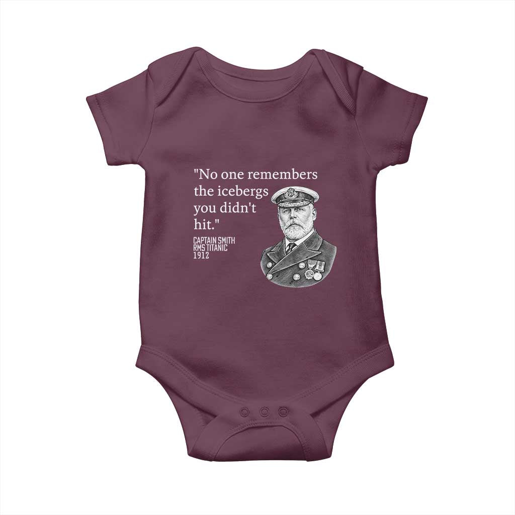 Funny Vintage Ship Captain Saying Baby Onesie No One Remembers the Icebergs You Did Not Hit Dark Humor