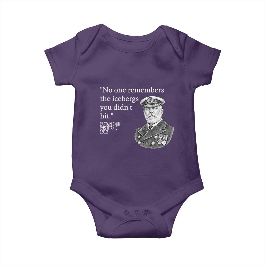 Funny Vintage Ship Captain Saying Baby Onesie No One Remembers the Icebergs You Did Not Hit Dark Humor