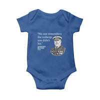 Funny Vintage Ship Captain Saying Baby Onesie No One Remembers the Icebergs You Did Not Hit Dark Humor