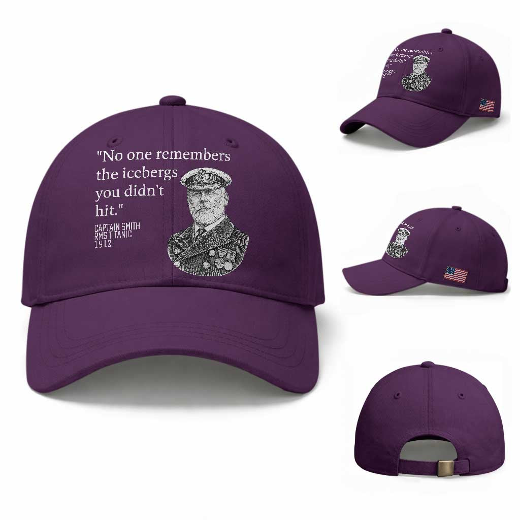 Funny Vintage Ship Captain Saying Baseball Cap No One Remembers the Icebergs You Did Not Hit Dark Humor