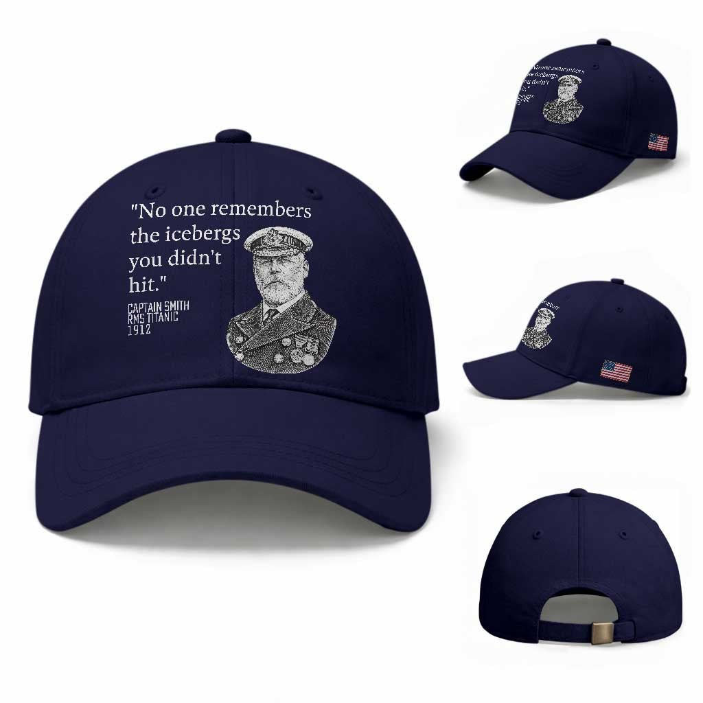 Funny Vintage Ship Captain Saying Baseball Cap No One Remembers the Icebergs You Did Not Hit Dark Humor
