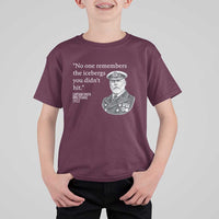 Funny Vintage Ship Captain Saying T Shirt For Kid No One Remembers the Icebergs You Did Not Hit Dark Humor