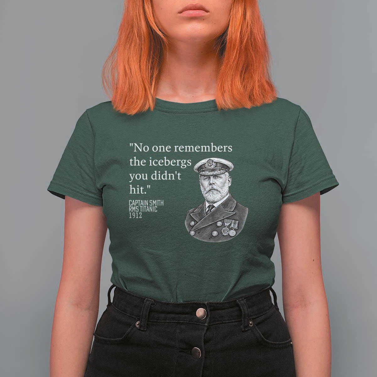 Funny Vintage Ship Captain Saying T Shirt For Women No One Remembers the Icebergs You Did Not Hit Dark Humor