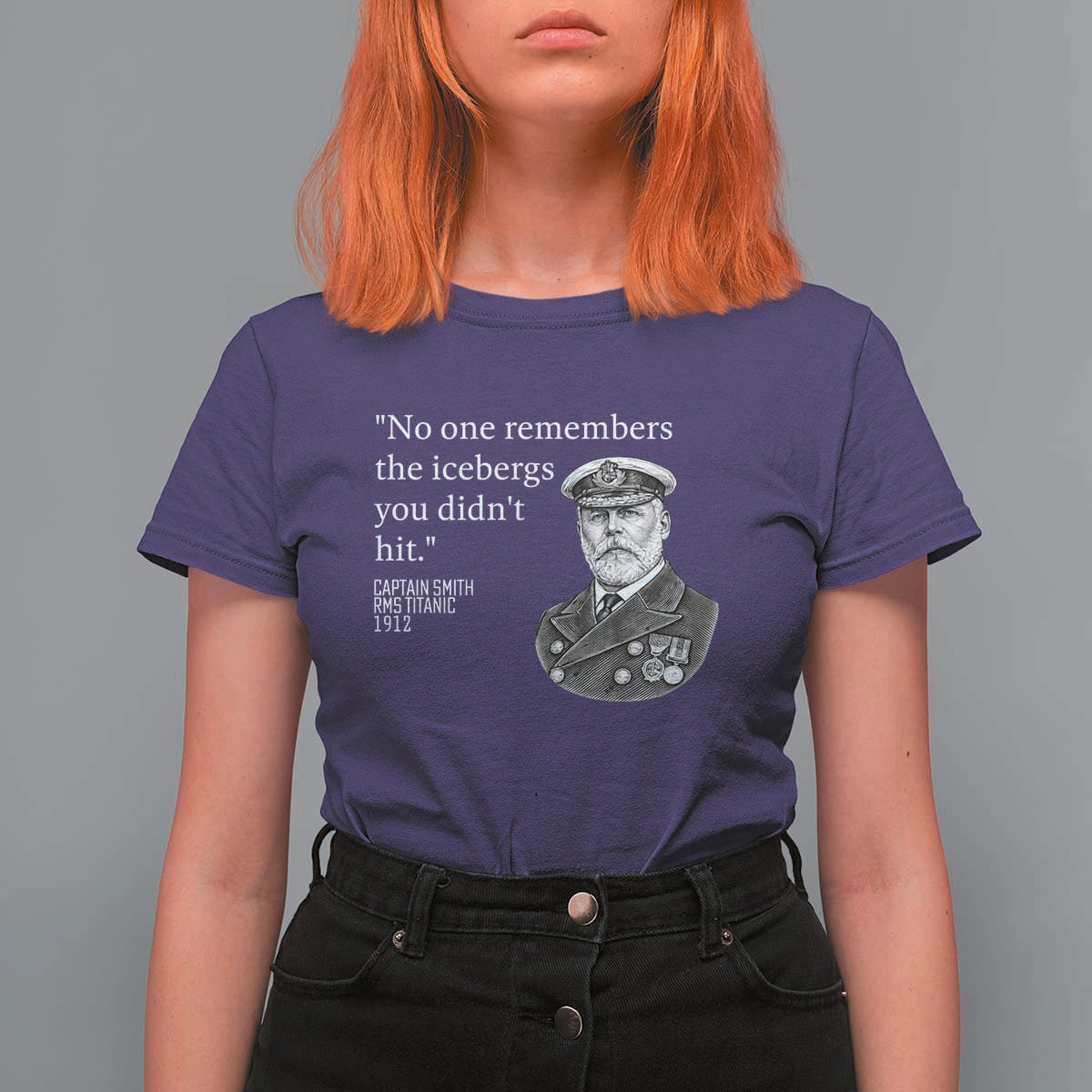 Funny Vintage Ship Captain Saying T Shirt For Women No One Remembers the Icebergs You Did Not Hit Dark Humor