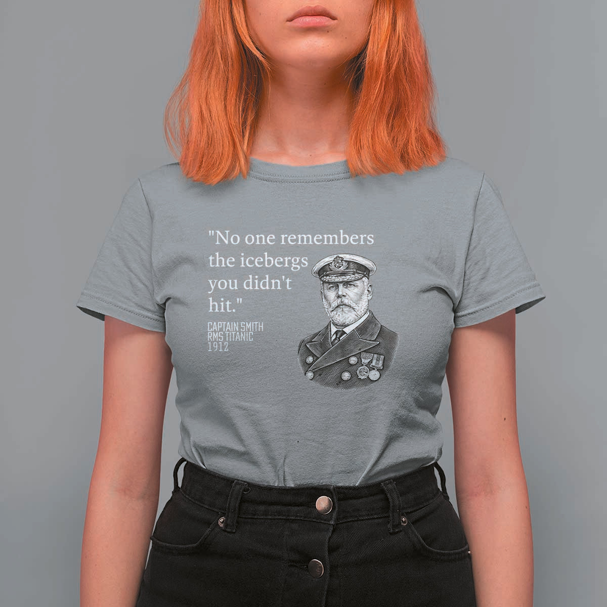 Funny Vintage Ship Captain Saying T Shirt For Women No One Remembers the Icebergs You Did Not Hit Dark Humor