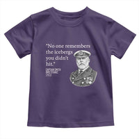 Funny Vintage Ship Captain Saying Toddler T Shirt No One Remembers the Icebergs You Did Not Hit Dark Humor