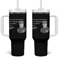 Funny Vintage Ship Captain Saying Tumbler With Handle No One Remembers the Icebergs You Did Not Hit Dark Humor