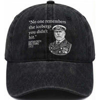 Funny Vintage Ship Captain Saying Washed Cotton Baseball Cap No One Remembers the Icebergs You Did Not Hit Dark Humor
