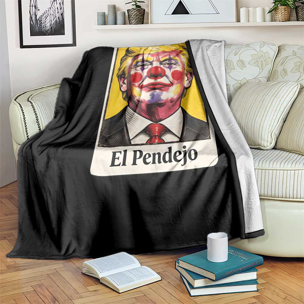 El Pendejo Clown Portrait Satire Throw Blanket Bold Political Humor Vintage Caricature