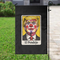 El Pendejo Clown Portrait Satire Garden Flag Bold Political Humor Vintage Caricature