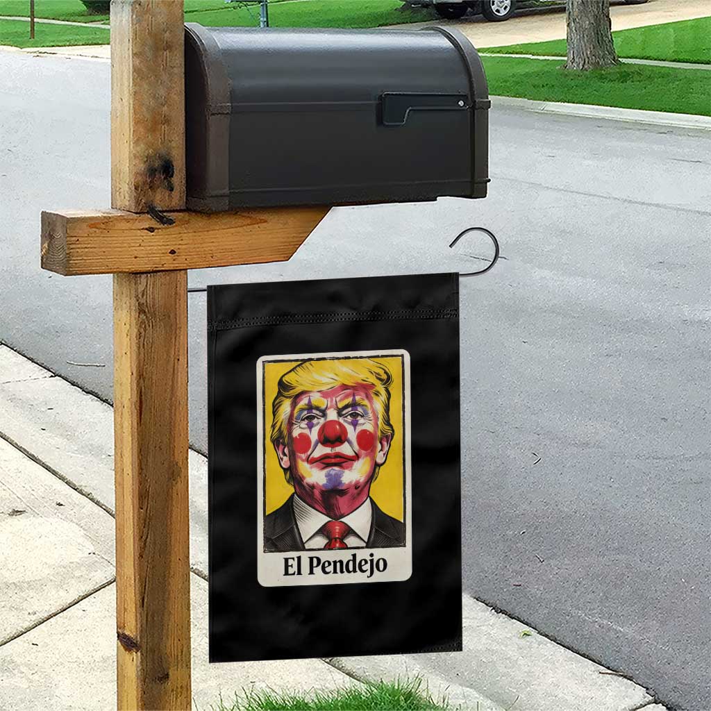 El Pendejo Clown Portrait Satire Garden Flag Bold Political Humor Vintage Caricature