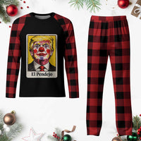 El Pendejo Clown Portrait Satire Plaid Pajama Set Bold Political Humor Vintage Caricature