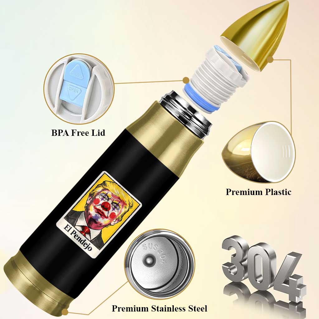 El Pendejo Clown Portrait Satire Bullet Tumbler Bold Political Humor Vintage Caricature