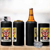 El Pendejo Clown Portrait Satire 4 in 1 Can Cooler Tumbler Bold Political Humor Vintage Caricature