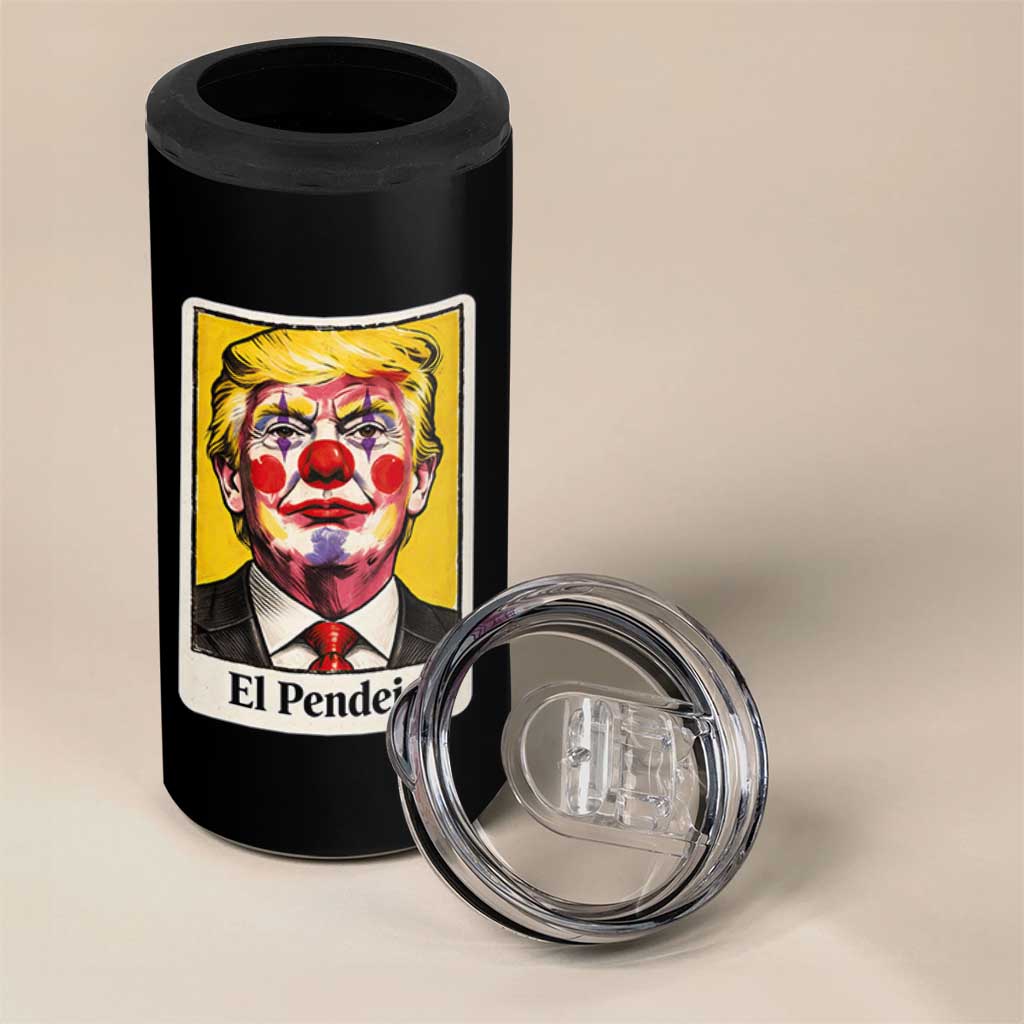 El Pendejo Clown Portrait Satire 4 in 1 Can Cooler Tumbler Bold Political Humor Vintage Caricature