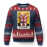 El Pendejo Clown Portrait Satire Ugly Christmas Sweater Bold Political Humor Vintage Caricature
