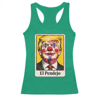 El Pendejo Clown Portrait Satire Racerback Tank Top Bold Political Humor Vintage Caricature