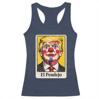 El Pendejo Clown Portrait Satire Racerback Tank Top Bold Political Humor Vintage Caricature