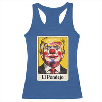 El Pendejo Clown Portrait Satire Racerback Tank Top Bold Political Humor Vintage Caricature