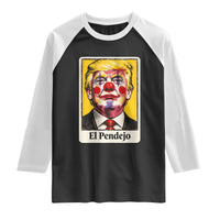El Pendejo Clown Portrait Satire Raglan Shirt Bold Political Humor Vintage Caricature