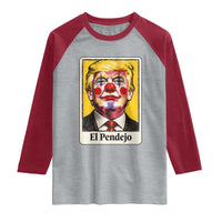 El Pendejo Clown Portrait Satire Raglan Shirt Bold Political Humor Vintage Caricature