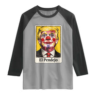 El Pendejo Clown Portrait Satire Raglan Shirt Bold Political Humor Vintage Caricature