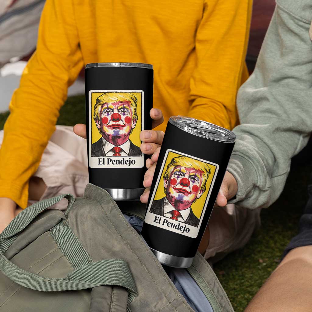 El Pendejo Clown Portrait Satire Tumbler Cup Bold Political Humor Vintage Caricature