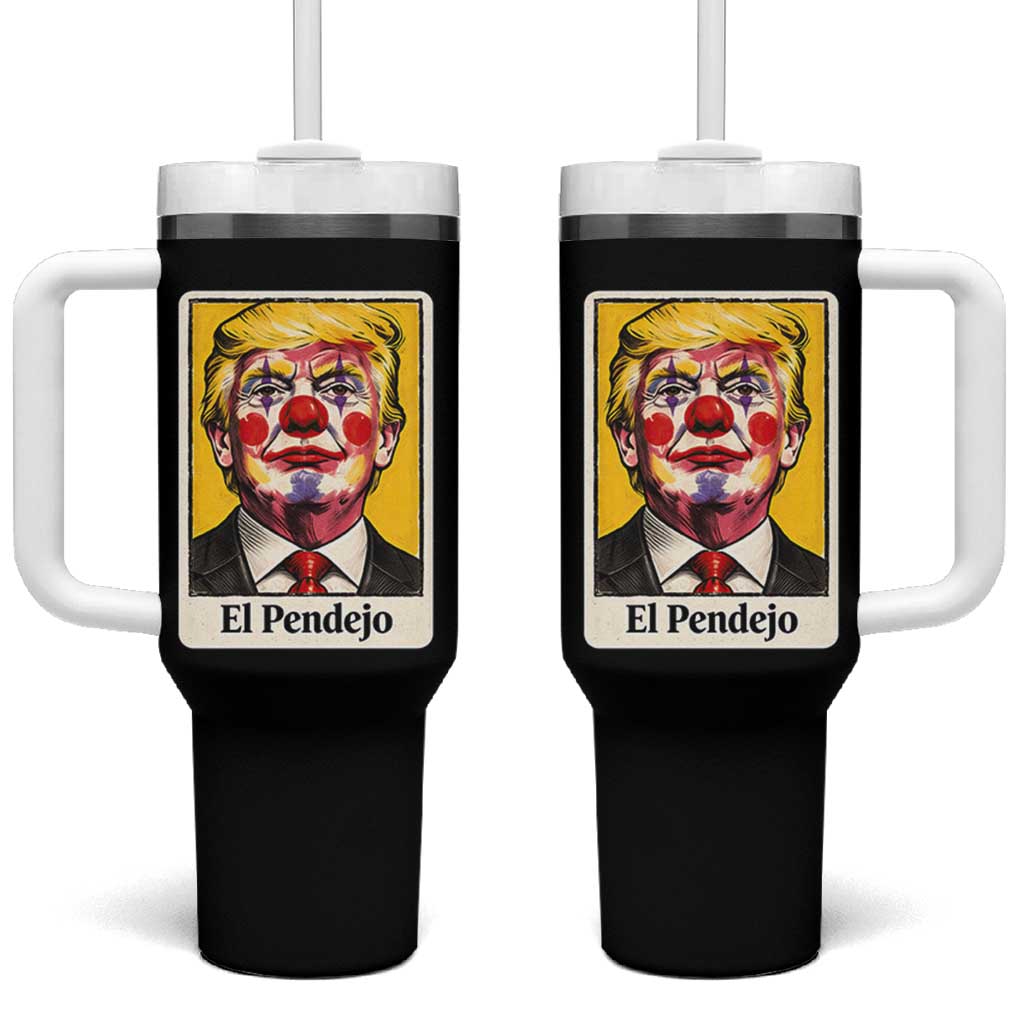 El Pendejo Clown Portrait Satire Tumbler With Handle Bold Political Humor Vintage Caricature