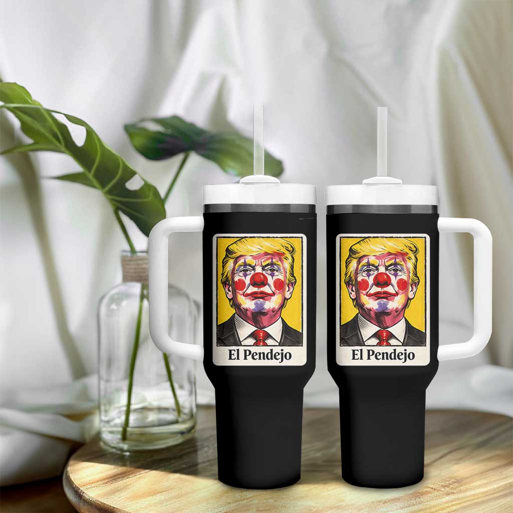 El Pendejo Clown Portrait Satire Tumbler With Handle Bold Political Humor Vintage Caricature