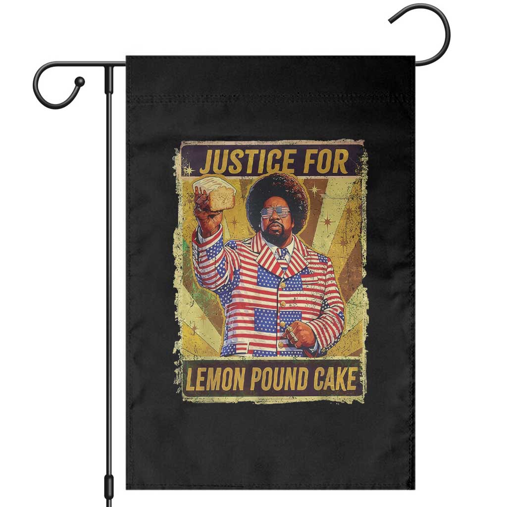 Justice for Lemon Pound Cake Vintage Retro Garden Flag Funny Viral Hip Hop Meme Parody Internet Culture Fans