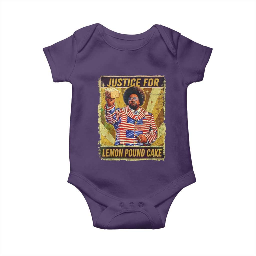 Justice for Lemon Pound Cake Vintage Retro Baby Onesie Funny Viral Hip Hop Meme Parody Internet Culture Fans
