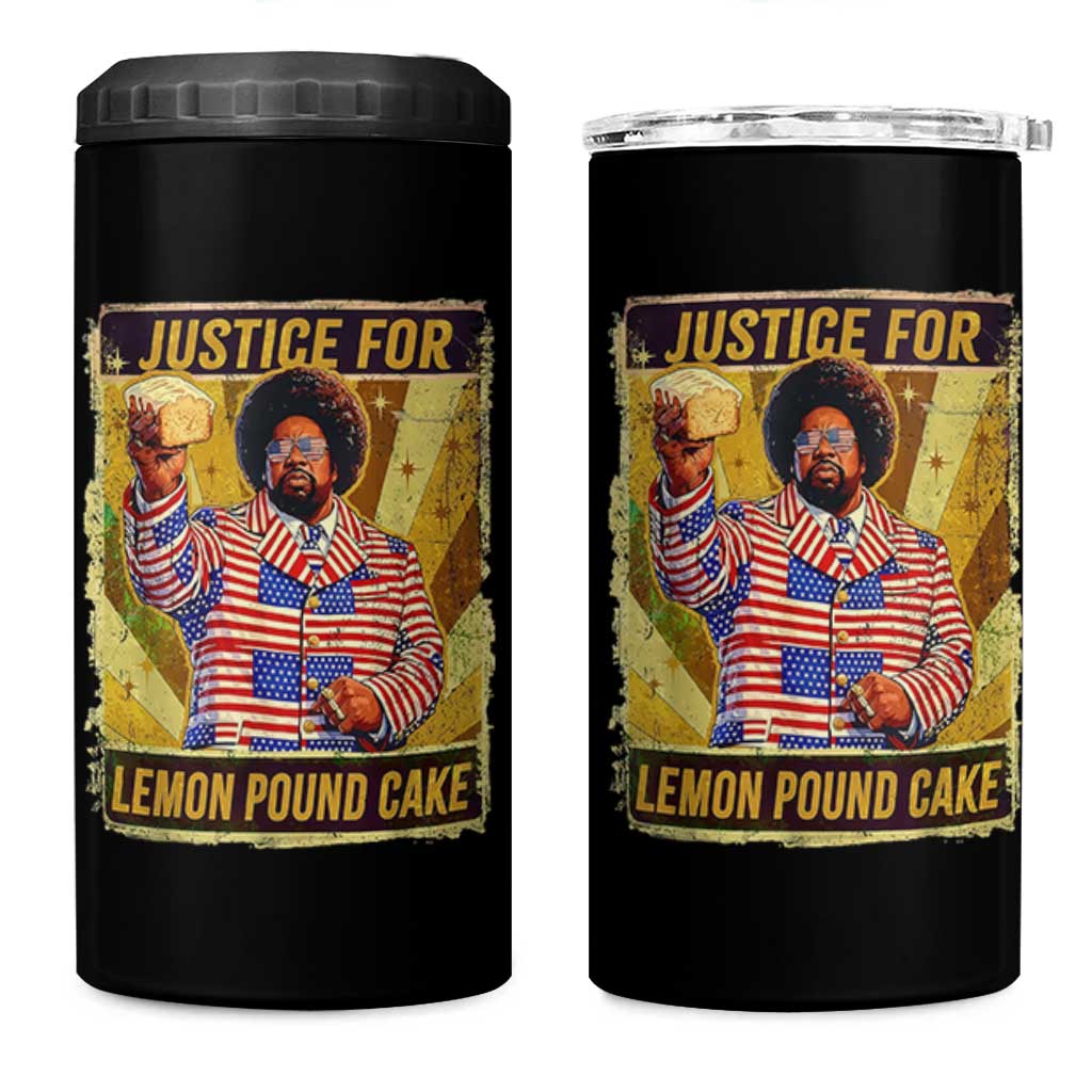 Justice for Lemon Pound Cake Vintage Retro 4 in 1 Can Cooler Tumbler Funny Viral Hip Hop Meme Parody Internet Culture Fans