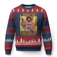 Justice for Lemon Pound Cake Vintage Retro Ugly Christmas Sweater Funny Viral Hip Hop Meme Parody Internet Culture Fans
