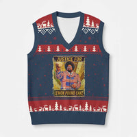 Justice for Lemon Pound Cake Vintage Retro V-Neck Knit Sweater Vest Funny Viral Hip Hop Meme Parody Internet Culture Fans