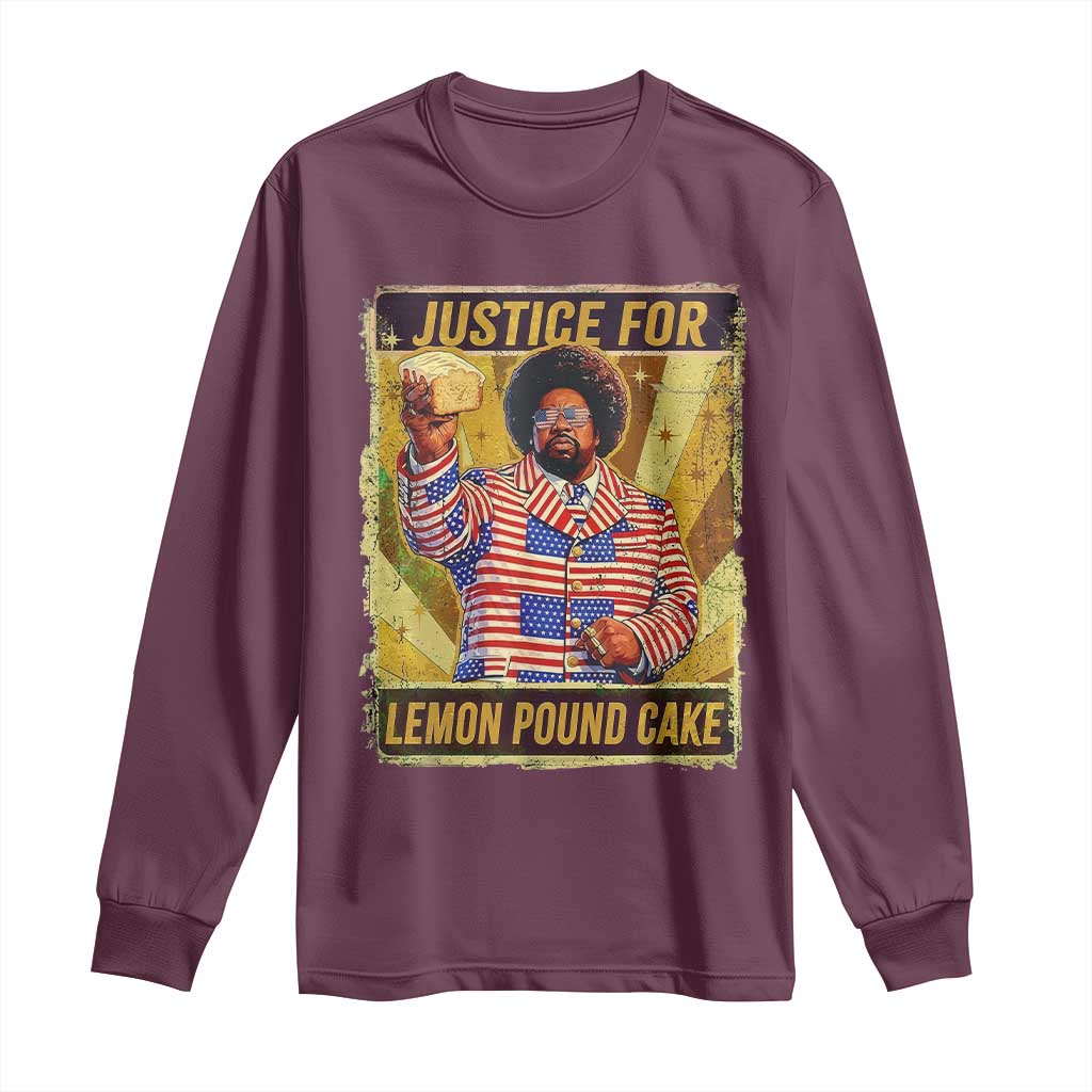 Justice for Lemon Pound Cake Vintage Retro Long Sleeve Shirt Funny Viral Hip Hop Meme Parody Internet Culture Fans