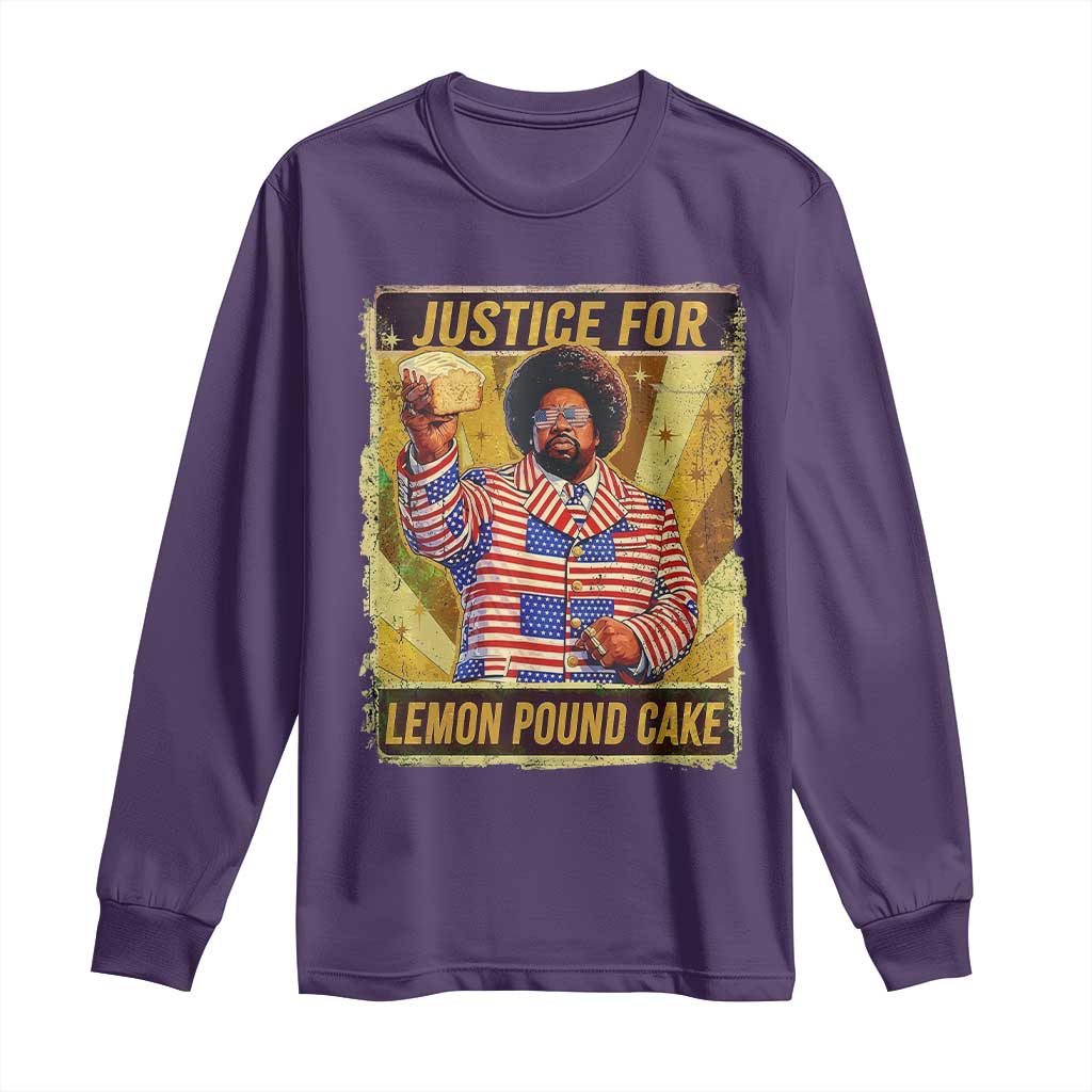 Justice for Lemon Pound Cake Vintage Retro Long Sleeve Shirt Funny Viral Hip Hop Meme Parody Internet Culture Fans