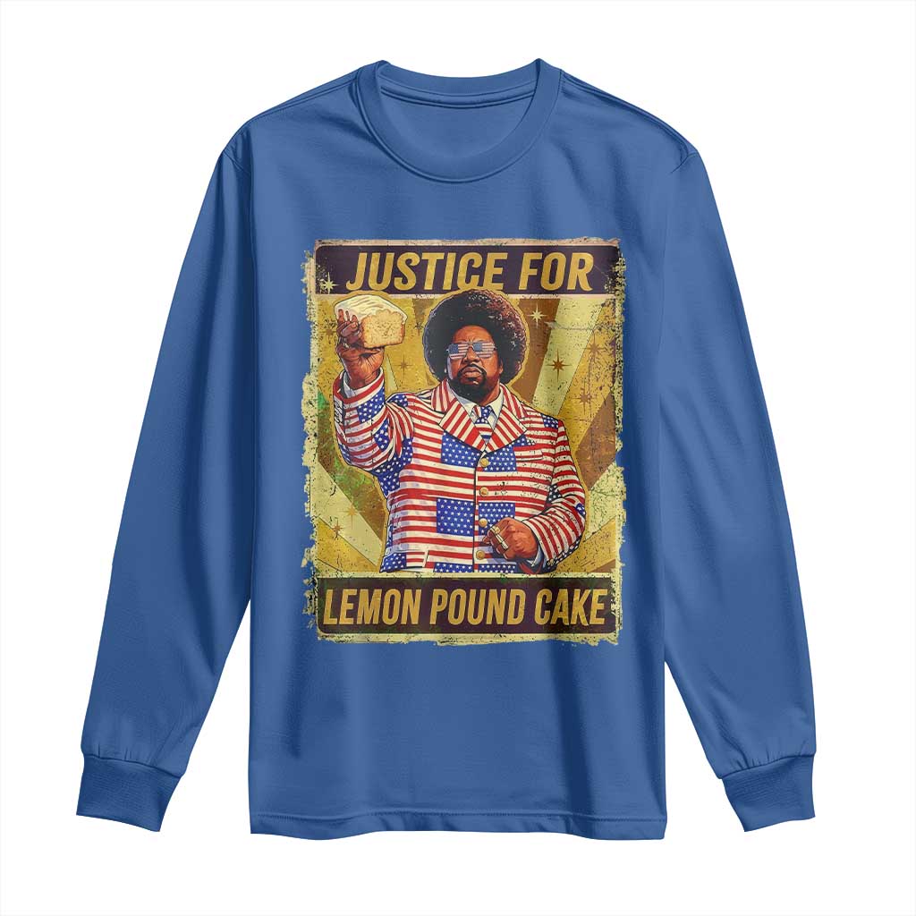 Justice for Lemon Pound Cake Vintage Retro Long Sleeve Shirt Funny Viral Hip Hop Meme Parody Internet Culture Fans