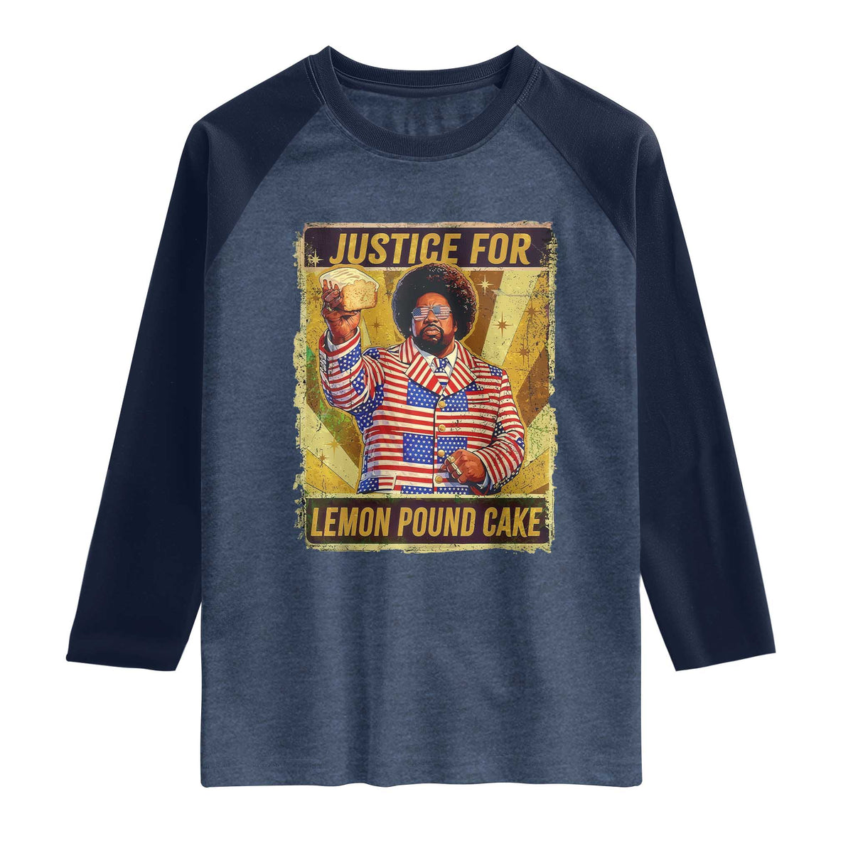 Justice for Lemon Pound Cake Vintage Retro Raglan Shirt Funny Viral Hip Hop Meme Parody Internet Culture Fans
