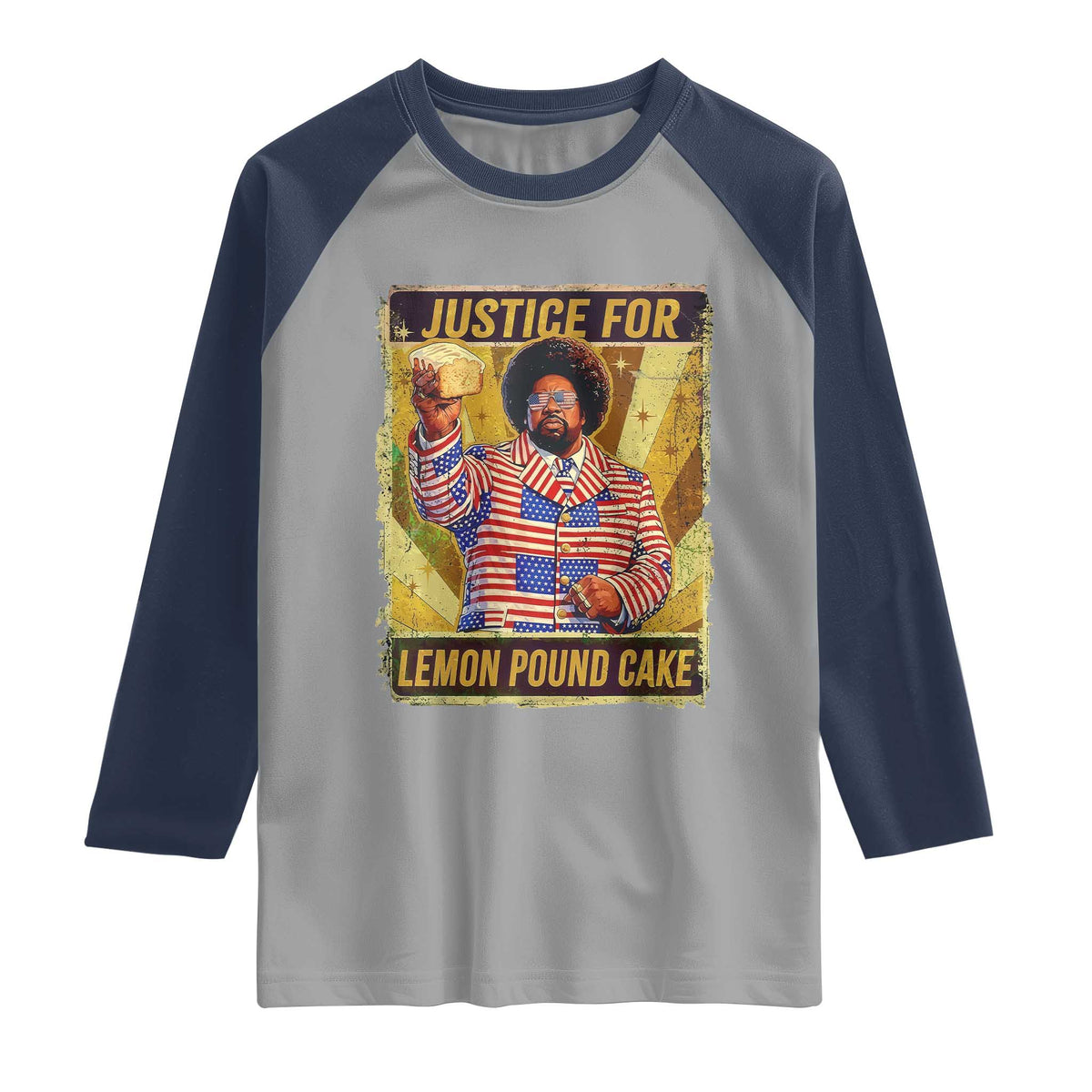 Justice for Lemon Pound Cake Vintage Retro Raglan Shirt Funny Viral Hip Hop Meme Parody Internet Culture Fans