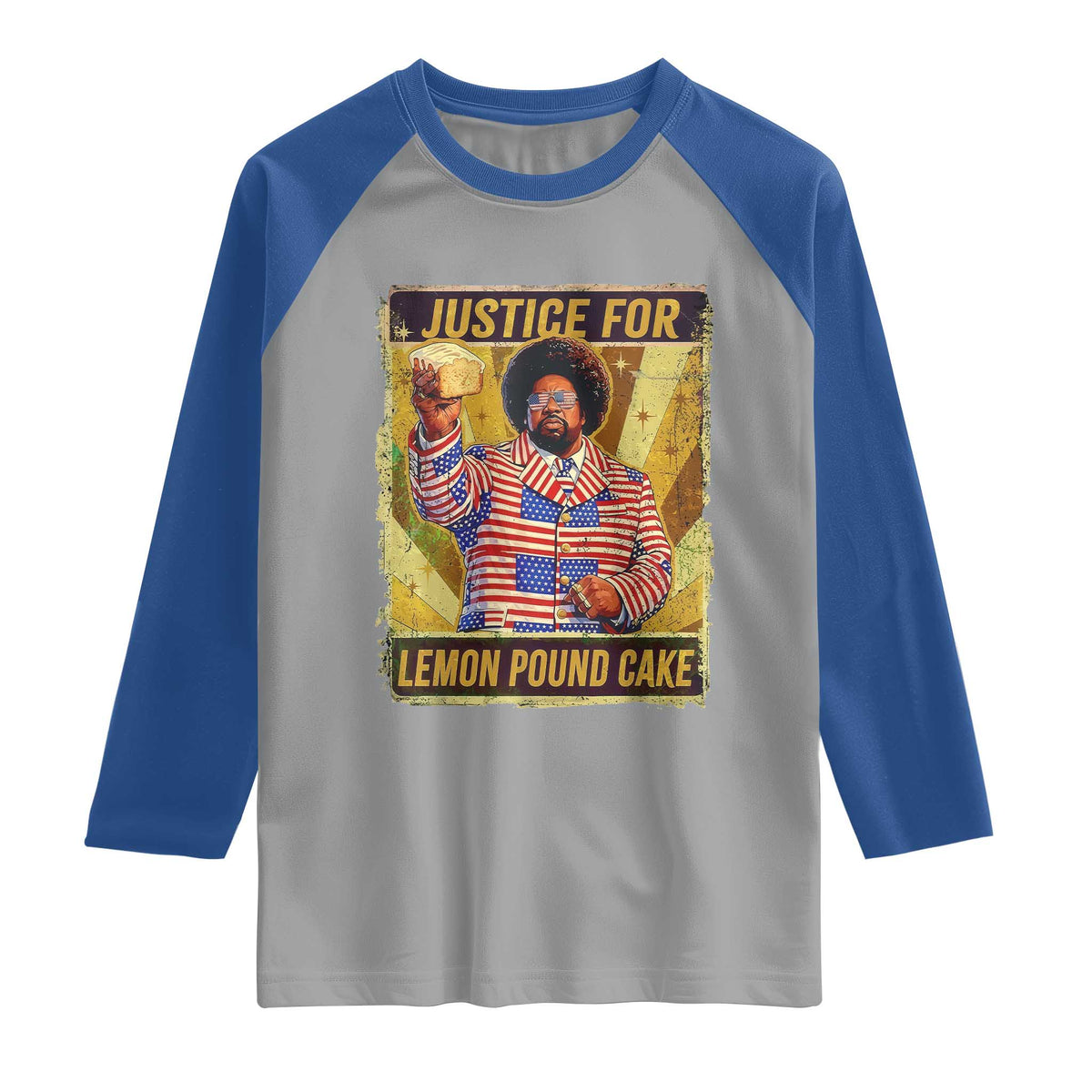 Justice for Lemon Pound Cake Vintage Retro Raglan Shirt Funny Viral Hip Hop Meme Parody Internet Culture Fans