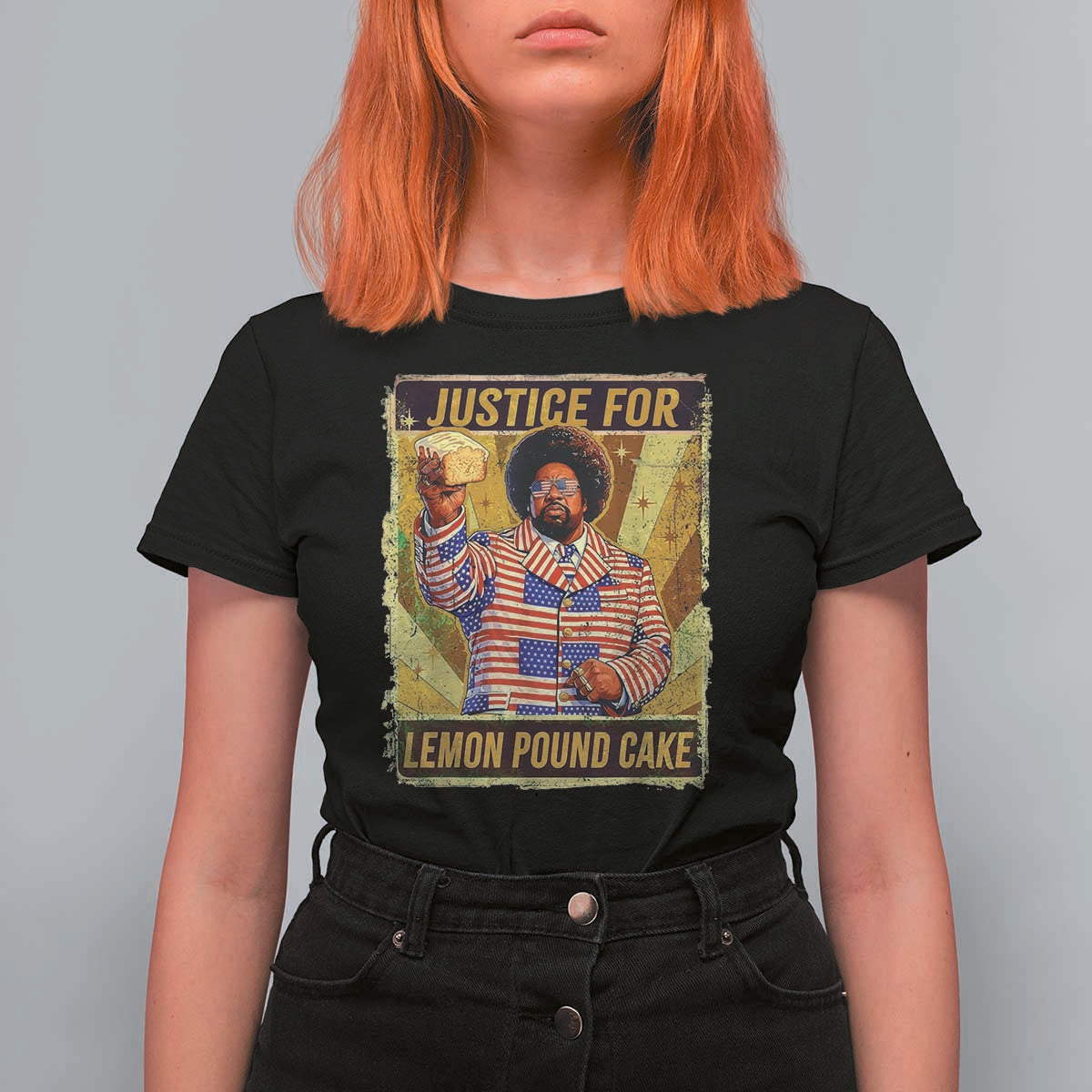 Justice for Lemon Pound Cake Vintage Retro T Shirt For Women Funny Viral Hip Hop Meme Parody Internet Culture Fans