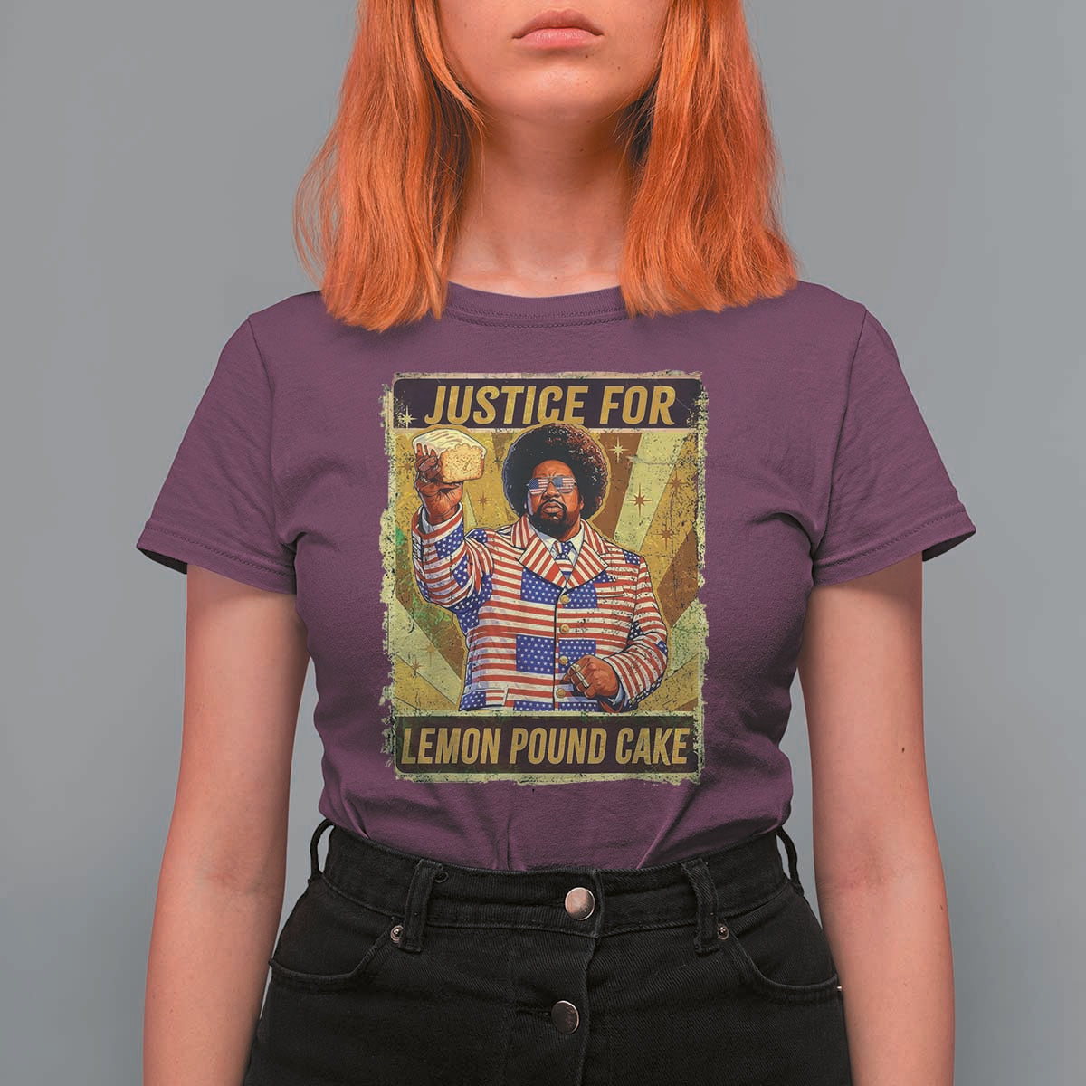 Justice for Lemon Pound Cake Vintage Retro T Shirt For Women Funny Viral Hip Hop Meme Parody Internet Culture Fans