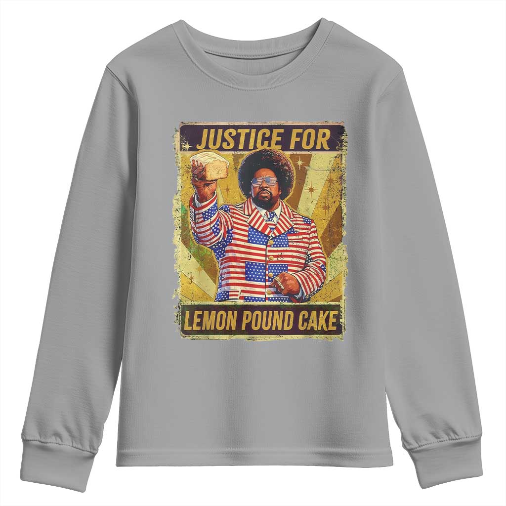 Justice for Lemon Pound Cake Vintage Retro Youth Sweatshirt Funny Viral Hip Hop Meme Parody Internet Culture Fans